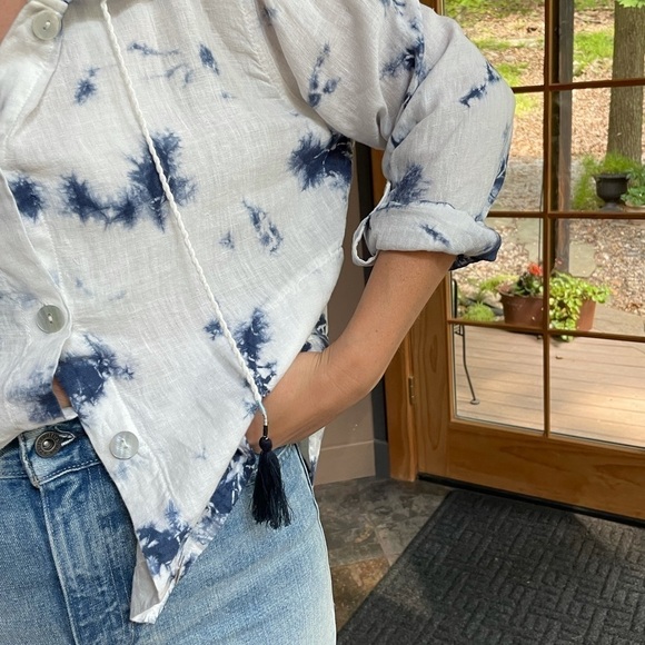 NWT Rachel Zoe Linen Tie Dye Oversized Top Small - Picture 4 of 11